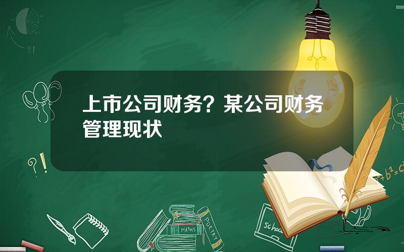 上市公司财务？某公司财务管理现状