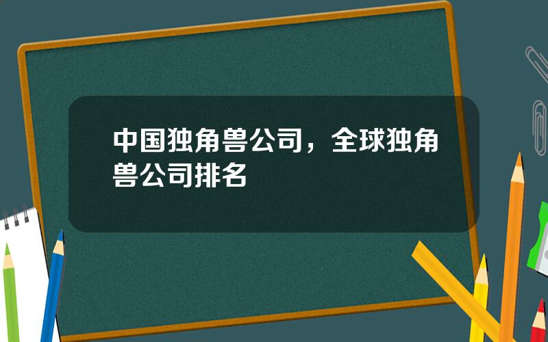 中国独角兽公司，全球独角兽公司排名