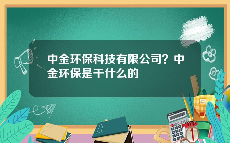 中金环保科技有限公司？中金环保是干什么的