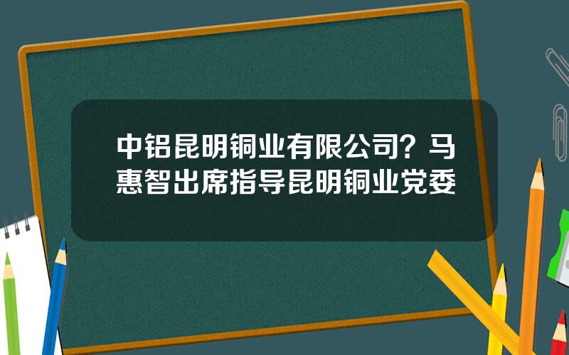 中铝昆明铜业有限公司？马惠智出席指导昆明铜业党委