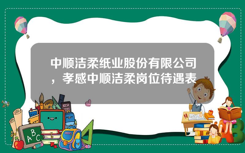 中顺洁柔纸业股份有限公司，孝感中顺洁柔岗位待遇表