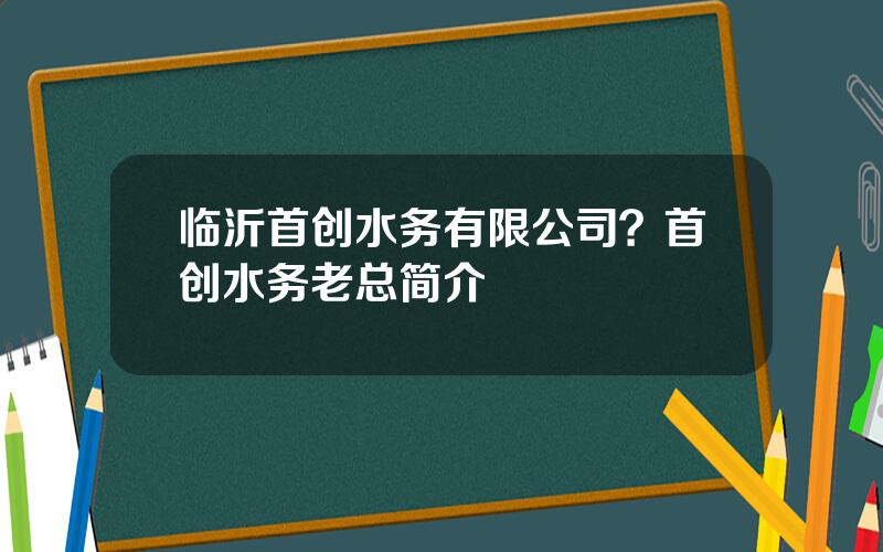 临沂首创水务有限公司？首创水务老总简介