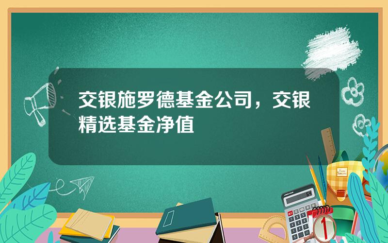 交银施罗德基金公司，交银精选基金净值