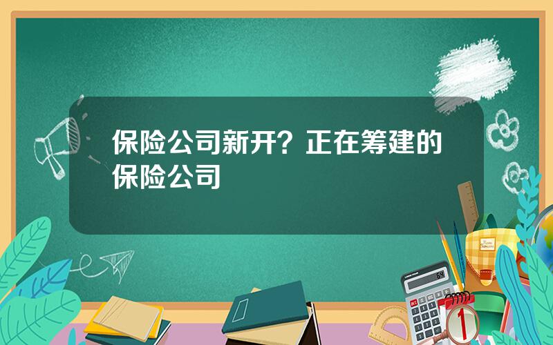 保险公司新开？正在筹建的保险公司