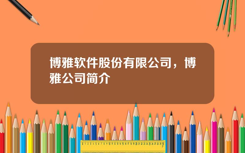 博雅软件股份有限公司，博雅公司简介