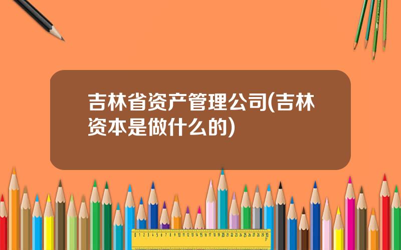 吉林省资产管理公司(吉林资本是做什么的)