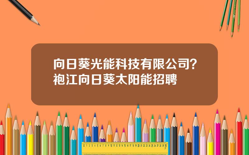 向日葵光能科技有限公司？袍江向日葵太阳能招聘