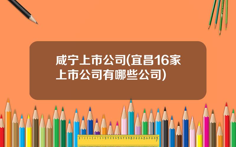 咸宁上市公司(宜昌16家上市公司有哪些公司)