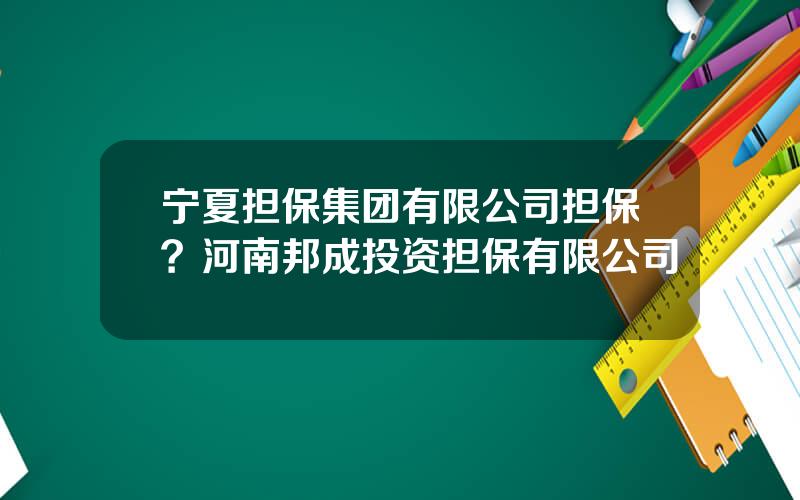 宁夏担保集团有限公司担保？河南邦成投资担保有限公司