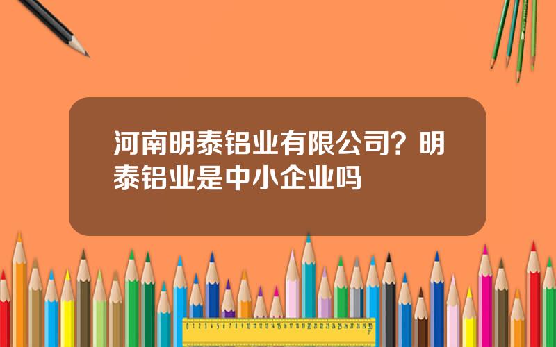 河南明泰铝业有限公司？明泰铝业是中小企业吗