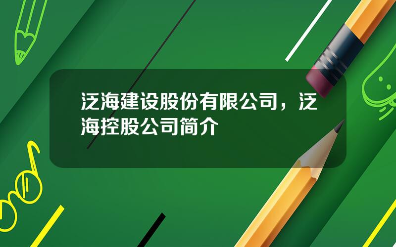 泛海建设股份有限公司，泛海控股公司简介